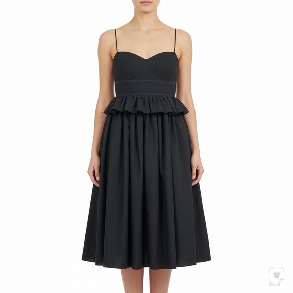 J.Crew Womens Black Wool-Blend Ruffled Halter Midi Dress  Elegant & Lined Size 4 - Picture 8 of 8